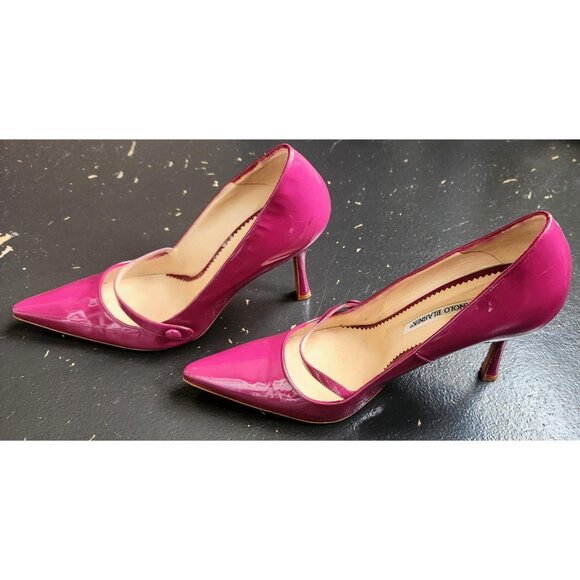 Vintage Fuchsia Pink Manolo Blahnik Mary Jane Pumps Size 39 - Picture 4 of 6